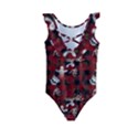 Gothic Woman Rose Bats Pattern Kids  Frill Swimsuit View2