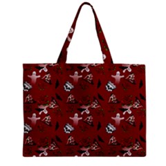 Gothic Woman Rose Bats Pattern Red Zipper Mini Tote Bag by snowwhitegirl