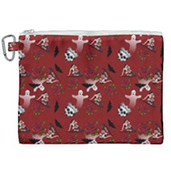 Gothic Woman Rose Bats Pattern Red Canvas Cosmetic Bag (xxl)