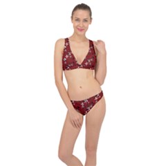 Gothic Woman Rose Bats Pattern Red Classic Banded Bikini Set 