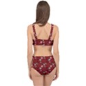 Gothic Woman Rose Bats Pattern Red Cage Up Bikini Set View2