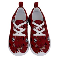 Gothic Woman Rose Bats Pattern Red Running Shoes