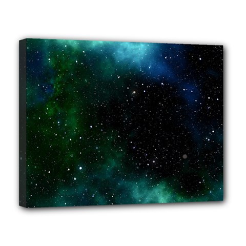 Galaxy Sky Blue Green Canvas 14  X 11  (stretched) by snowwhitegirl