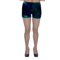 Galaxy Sky Blue Green Skinny Shorts by snowwhitegirl