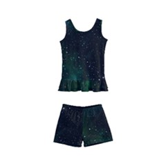 Galaxy Sky Blue Green Kid s Boyleg Swimsuit