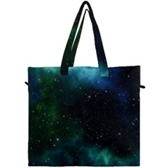 Galaxy Sky Blue Green Canvas Travel Bag