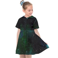 Galaxy Sky Blue Green Kids  Sailor Dress