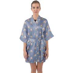 Vintage Baby Pattern Quarter Sleeve Kimono Robe