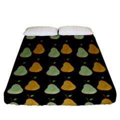 Pears Black Fitted Sheet (queen Size) by snowwhitegirl