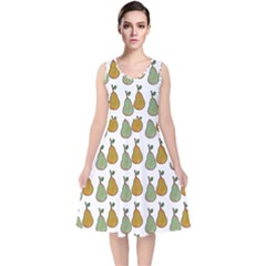 Pears White V-neck Midi Sleeveless Dress  by snowwhitegirl