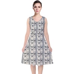 Vintage Girl With Basket Comic V-neck Midi Sleeveless Dress  by snowwhitegirl