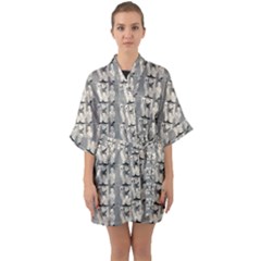 Vintage Girl With Basket Comic Quarter Sleeve Kimono Robe