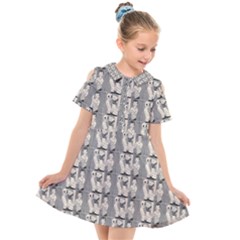 Vintage Girl With Basket Comic Kids  Short Sleeve Shirt Dress