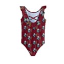 Panda With Bamboo Red Kids  Frill Swimsuit View2