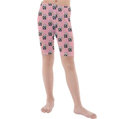 Panda With Bamboo Pink Kids  Mid Length Swim Shorts by snowwhitegirl