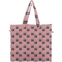 Panda With Bamboo Pink Canvas Travel Bag