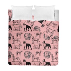 Dog Pattern Pink Duvet Cover Double Side (full/ Double Size)