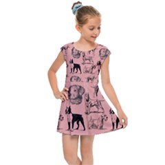 Dog Pattern Pink Kids Cap Sleeve Dress by snowwhitegirl