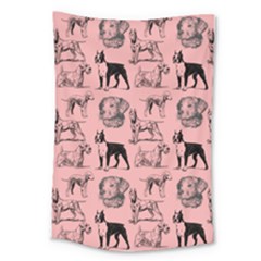 Dog Pattern Pink Large Tapestry by snowwhitegirl