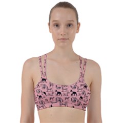 Dog Pattern Pink Line Them Up Sports Bra by snowwhitegirl