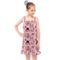 Dog Pattern Pink Kids  Overall Dress View1