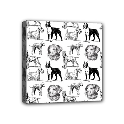 Dog Pattern White Mini Canvas 4  X 4  (stretched) by snowwhitegirl