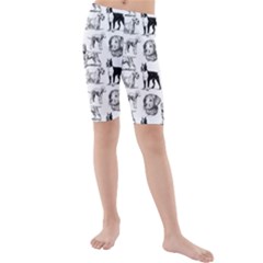 Dog Pattern White Kids  Mid Length Swim Shorts by snowwhitegirl