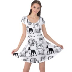 Dog Pattern White Cap Sleeve Dress by snowwhitegirl