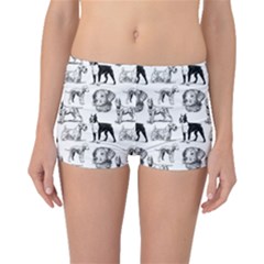 Dog Pattern White Boyleg Bikini Bottoms by snowwhitegirl