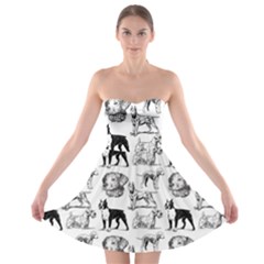 Dog Pattern White Strapless Bra Top Dress by snowwhitegirl