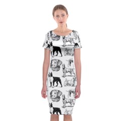 Dog Pattern White Classic Short Sleeve Midi Dress by snowwhitegirl