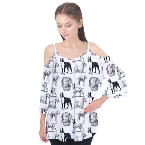 Dog Pattern White Flutter Tees by snowwhitegirl