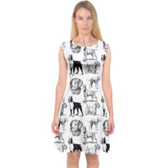 Dog Pattern White Capsleeve Midi Dress by snowwhitegirl