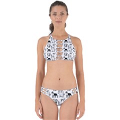 Dog Pattern White Perfectly Cut Out Bikini Set by snowwhitegirl