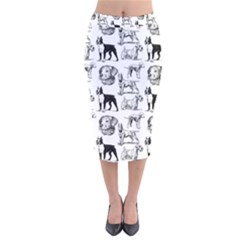 Dog Pattern White Velvet Midi Pencil Skirt by snowwhitegirl