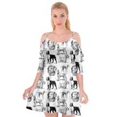 Dog Pattern White Cutout Spaghetti Strap Chiffon Dress by snowwhitegirl