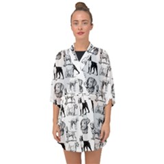 Dog Pattern White Half Sleeve Chiffon Kimono by snowwhitegirl