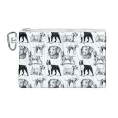 Dog Pattern White Canvas Cosmetic Bag (large) by snowwhitegirl