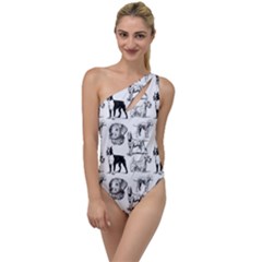 Dog Pattern White To One Side Swimsuit by snowwhitegirl