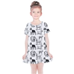 Dog Pattern White Kids  Simple Cotton Dress by snowwhitegirl