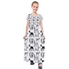 Dog Pattern White Kids  Short Sleeve Maxi Dress by snowwhitegirl