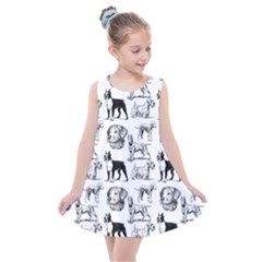 Dog Pattern White Kids  Summer Dress