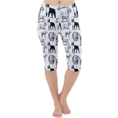 Dog Pattern White Lightweight Velour Cropped Yoga Leggings