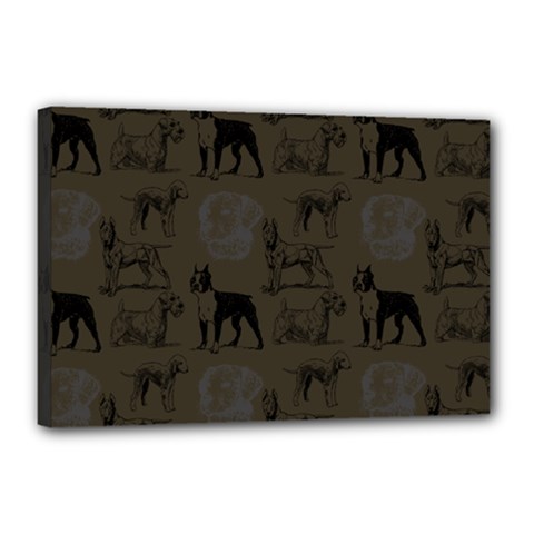 Dog Pattern Brown Canvas 18  X 12  (stretched) by snowwhitegirl