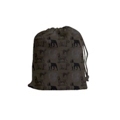 Dog Pattern Brown Drawstring Pouch (medium) by snowwhitegirl