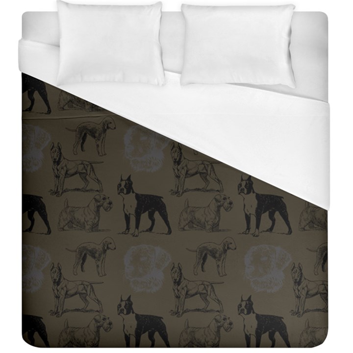 Dog Pattern Brown Duvet Cover (King Size)