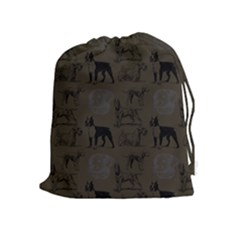 Dog Pattern Brown Drawstring Pouch (xl) by snowwhitegirl