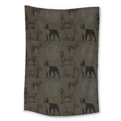 Dog Pattern Brown Large Tapestry by snowwhitegirl