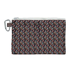 Vintage Floral Black Canvas Cosmetic Bag (large)