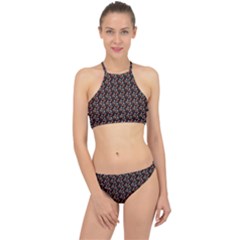 Vintage Floral Black Racer Front Bikini Set